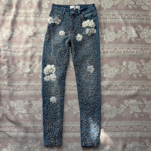Nice Istanbul Women's Beaded Blue Jeans - Picture 2 of 6